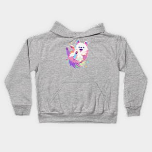 Happy fluffy pomeranian with vivid colors Kids Hoodie